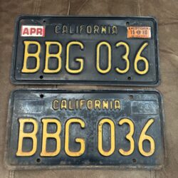 Matching Pair of Black CA License Plates